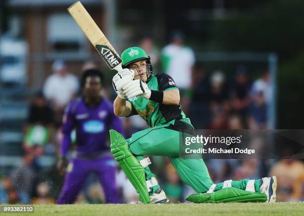 Seb Gotch of the Stars bats during the Twenty20 BBL practice match between the Melbourne Stars and the Hobart Hurricanes at Traralgon Recreation...