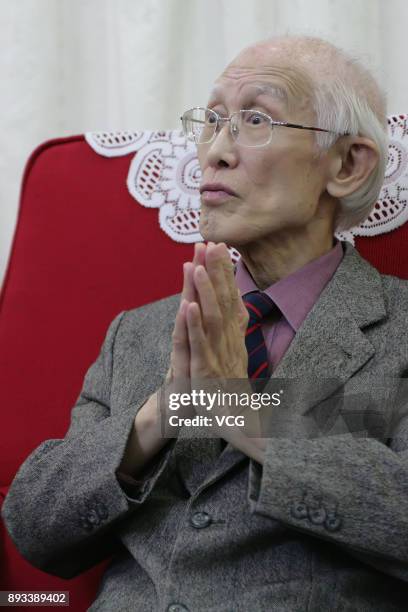 Chinese poet Yu Guangzhog attends the centennial anniversary event of Nanning No.2 High School on November 10, 2006 in Nanning, Guangxi Province of...