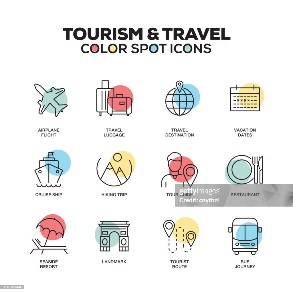 Tourism and Travel icons. Vector line icons set. Premium quality. Modern outline symbols and pictograms.