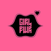 Girl Power patch with lips and heart. T-shirt apparels print for girls. Badge for punk rock girl gang.