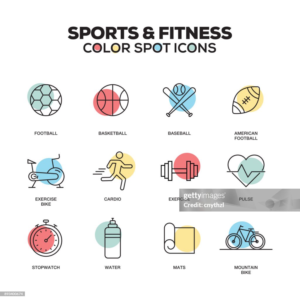 Sport et Fitness icônes. Jeu des icônes vectorielles en ligne. De qualité supérieure. Symboles du plan moderne et pictogrammes.