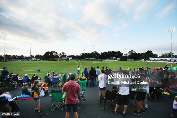 General view is seen as fans look on during the Twenty20 BBL practice match between the Melbourne Stars and the Hobart Hurricanes at Traralgon...