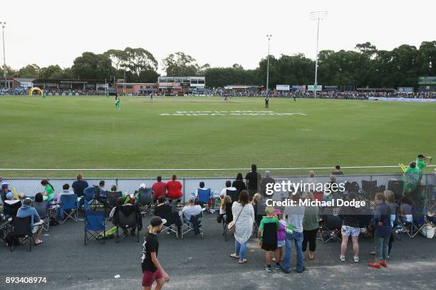 General view is seen as fans look on during the Twenty20 BBL practice match between the Melbourne Stars and the Hobart Hurricanes at Traralgon...