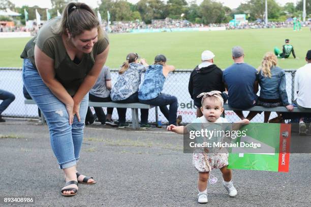 Young Stars fan shows her support during the Twenty20 BBL practice match between the Melbourne Stars and the Hobart Hurricanes at Traralgon...