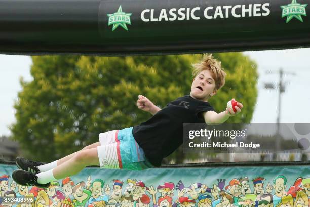 Fans have fun during the Twenty20 BBL practice match between the Melbourne Stars and the Hobart Hurricanes at Traralgon Recreation Reserve on...