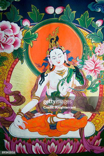 white tara - tibetan culture stock pictures, royalty-free photos & images