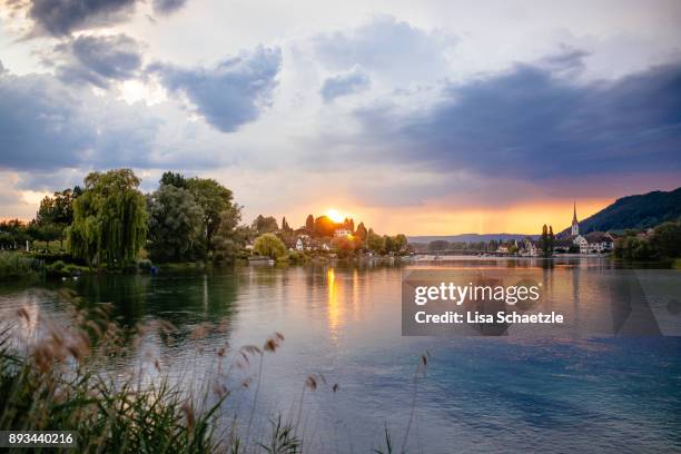 sunset over lake constance at stein am rhein - bodensee stock pictures, royalty-free photos & images