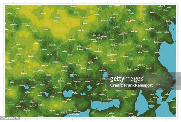 fictional topographic map natural color - generic location stock illustrations