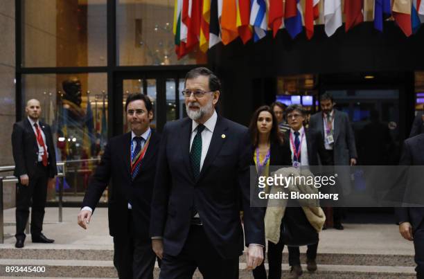 Mariano Rajoy, Spain's prime minister, departs a summit of 27 European Union leaders in Brussels, Belgium, on Friday, Dec. 15, 2017. European Union...