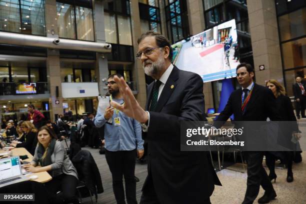 Mariano Rajoy, Spain's prime minister, departs a summit of 27 European Union leaders in Brussels, Belgium, on Friday, Dec. 15, 2017. European Union...