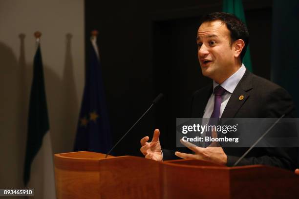 Leo Varadkar, Ireland's prime minister, speaks during a news conference at a summit of 27 European Union leaders in Brussels, Belgium, on Friday,...