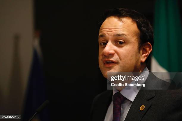 Leo Varadkar, Ireland's prime minister, speaks during a news conference at a summit of 27 European Union leaders in Brussels, Belgium, on Friday,...