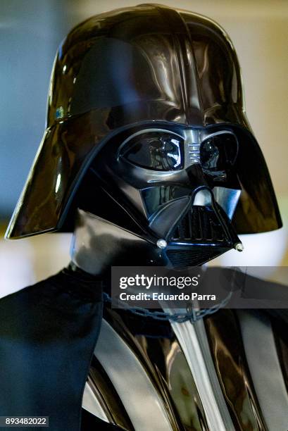 Darth Vader figure is exhibited at the 'Star Wars Exhibition' at Telefonica flagship store on December 15, 2017 in Madrid, Spain.