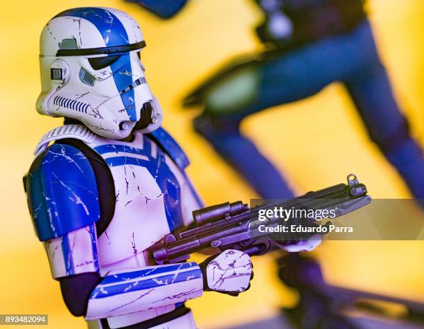 Clone trooper figure is exhibited at the 'Star Wars Exhibition' at Telefonica flagship store on December 15, 2017 in Madrid, Spain.
