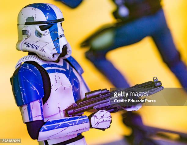 Clone trooper figure is exhibited at the 'Star Wars Exhibition' at Telefonica flagship store on December 15, 2017 in Madrid, Spain.