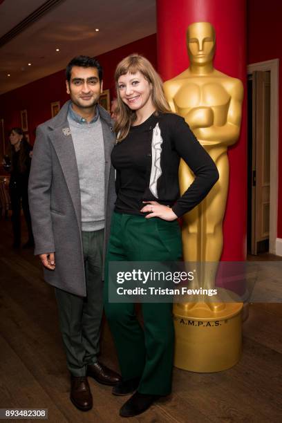 Kumail Nanjiani and Emily V. Gordon attend the Academy of Motion Picture Arts & Sciences official Academy screening of Star Wars: The Last Jedi at...
