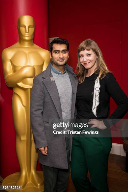 Kumail Nanjiani and Emily V. Gordon attend the Academy of Motion Picture Arts & Sciences official Academy screening of Star Wars: The Last Jedi at...