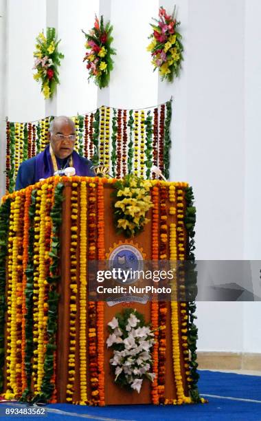 President of republic of India Mr. Ram Nath Kovind speaks during 14th convocation ceremony of MNNIT , Allahabad on December 15,2017.