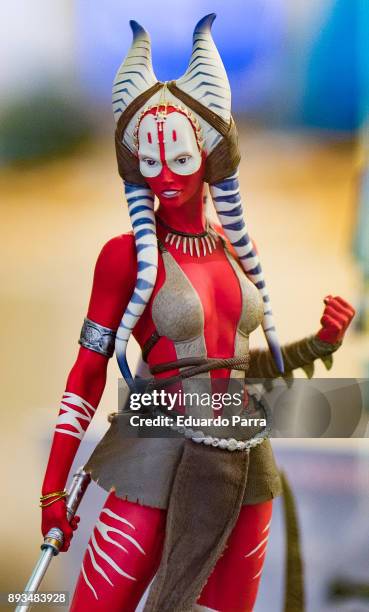 Shaak Ti figure is exhibited at the 'Star Wars Exhibition' at Telefonica flagship store on December 15, 2017 in Madrid, Spain.