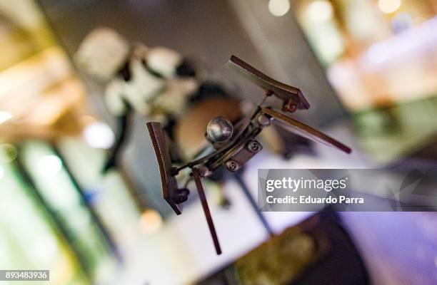 Speeder bike 74-Z figure is exhibited at the 'Star Wars Exhibition' at Telefonica flagship store on December 15, 2017 in Madrid, Spain.