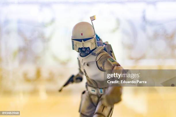Conceptual Boba Fett figure is exhibited at the 'Star Wars Exhibition' at Telefonica flagship store on December 15, 2017 in Madrid, Spain.