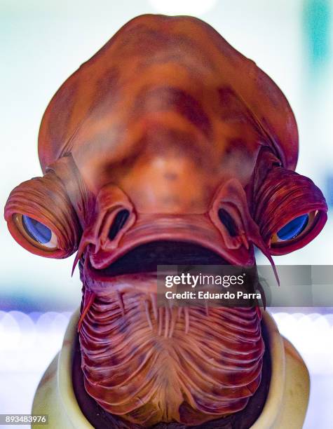 An Admiral Ackbar figure is exhibited at the 'Star Wars Exhibition' at Telefonica flagship store on December 15, 2017 in Madrid, Spain.