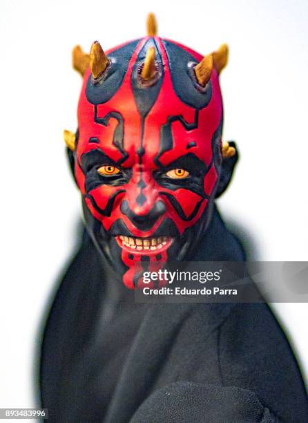 Darth Maul figure is exhibited at the 'Star Wars Exhibition' at Telefonica flagship store on December 15, 2017 in Madrid, Spain.