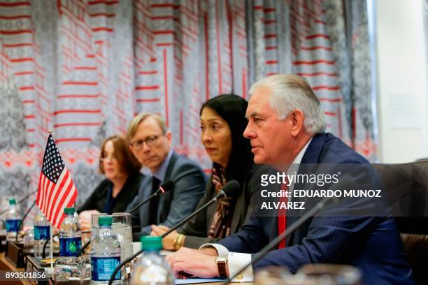 Secretary of State Rex Tillerson attends a meeting with Japanese Foreign Minister Taro Kono before the UN Security Council Ministerial Briefing on...