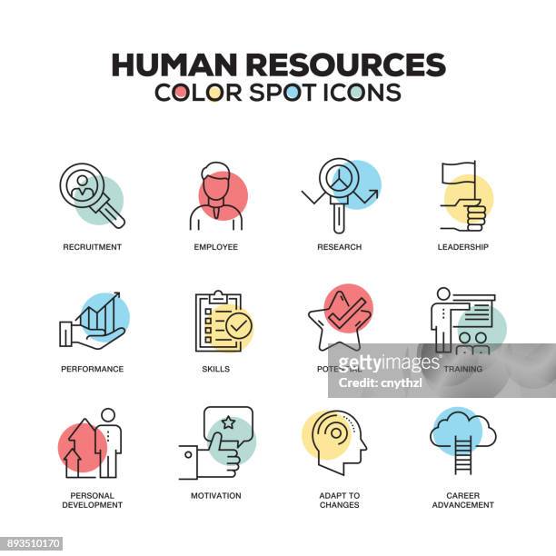 human resources-symbole. vektor-linie-icons set. premium-qualität. moderne gliederungssymbole und piktogramme. - rekrut stock-grafiken, -clipart, -cartoons und -symbole