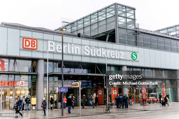 Exterior view of train Station Bahnhof Berlin Suedkreuz where a project for automatic recognition of faces is taking place on December 15, 2017 in...