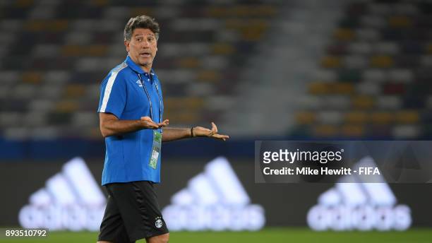 Gremio coach Renato Gaucho makes a point during a stadium visit ahead of the FIFA Club World Cup UAE 2017 Final between Real Madrid and Gremio FBPA,...