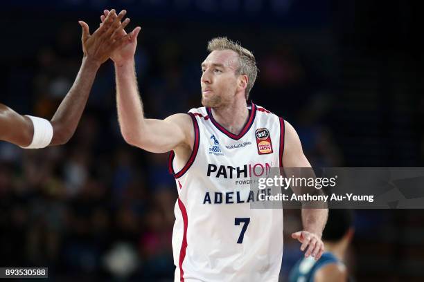 Brendan Trey of the 36ers celebrates during the round 10 NBL match between the New Zealand Breakers and the Adelaide 36ers at Spark Arena on December...