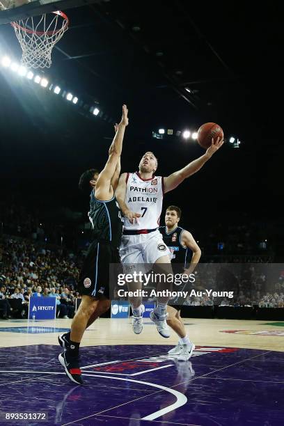 Brendan Trey of the 36ers goes to the basket during the round 10 NBL match between the New Zealand Breakers and the Adelaide 36ers at Spark Arena on...