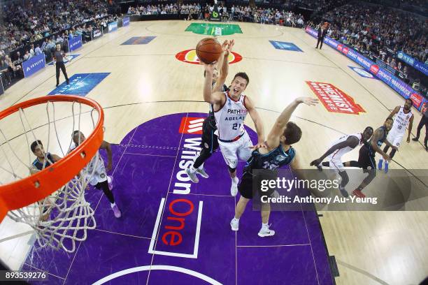 Daniel Johnson of the 36ers puts up a shot during the NBL match between the New Zealand Breakers and the Adelaide 36ers at Spark Arena on December...