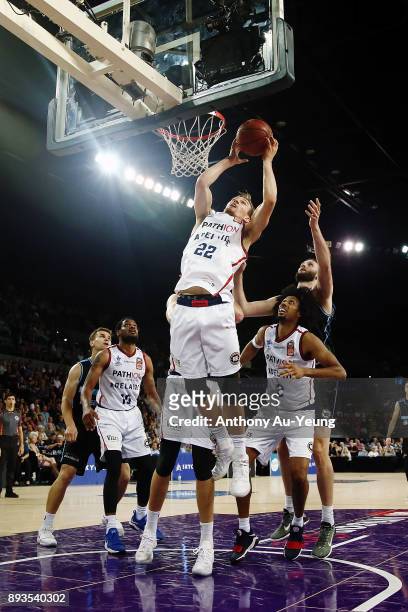 Anthony Drmic of the 36ers pulls down a rebound during the round 10 NBL match between the New Zealand Breakers and the Adelaide 36ers at Spark Arena...