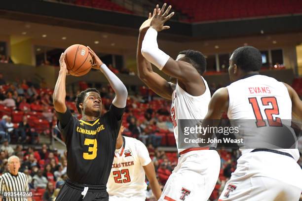 James Scott of the Kennesaw State Owls goes to the basket during the game against the Texas Tech Red Raiders on December 13, 2017 at United...
