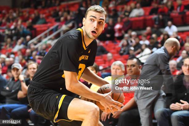 Kosta Jankovic of the Kennesaw State Owls handles the ball during the game against the Texas Tech Red Raiders on December 13, 2017 at United...