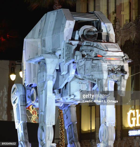 Competing screening accross the street at the El Capitan theatre with AT-M6 Walker on display at the Opening Night Celebration Of Walt Disney...
