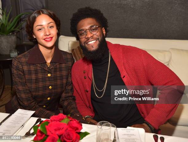 Mara Hruby and Big K.R.I.T. Attend The BMI Holiday Party at O2 Lounge on December 14, 2017 in Atlanta, Georgia.
