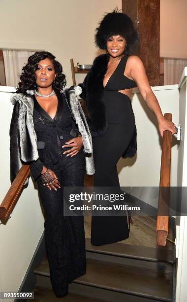 Catherine Brewton and Marlo Hampton attend the BMI Holiday Party at O2 Lounge on December 14, 2017 in Atlanta, Georgia.