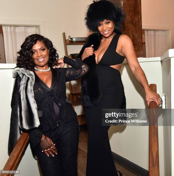 Catherine Brewton and Marlo Hampton attend the BMI Holiday Party at O2 Lounge on December 14, 2017 in Atlanta, Georgia.