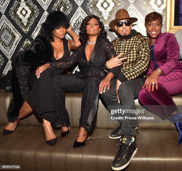 Marlo Hampton, Catherine Brewton, Dallas Austin and Stephanie Jester attend the BMI Holiday Party at O2 Lounge on December 14, 2017 in Atlanta,...