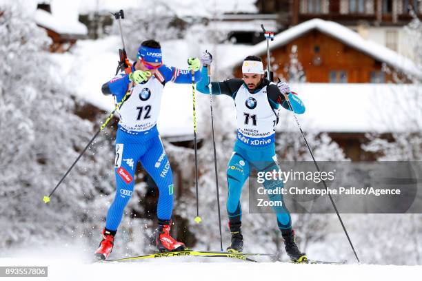 Simon Fourcade of France in action during the IBU Biathlon World Cup Men's Sprint on December 15, 2017 in Le Grand Bornand, France.