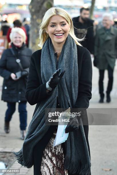 Holly Willoughby seen outisde the ITV Studios on December 15, 2017 in London, England.