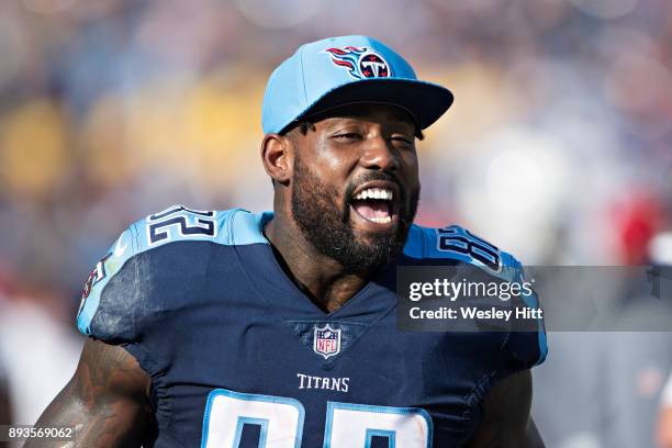 Delanie Walker of the Tennessee Titans on the sidelines during a game against the Houston Texans at Nissan Stadium on December 3, 2017 in Nashville,...