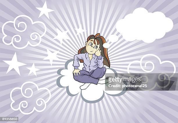 dreaming girl - light at the end of the tunnel stock illustrations stock illustrations