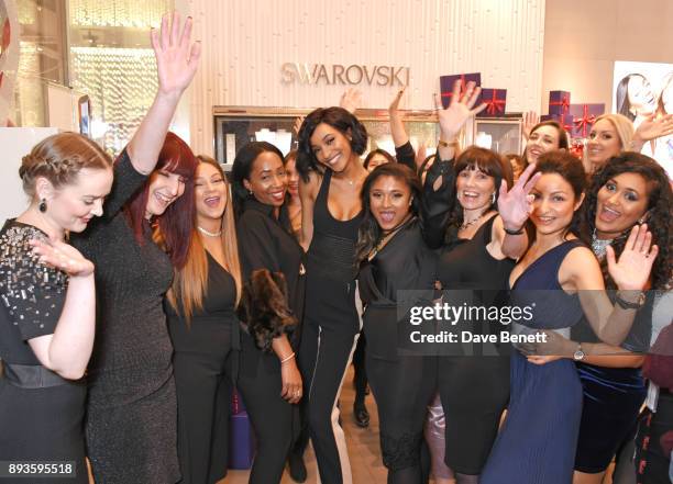 Jourdan Dunn poses with fans at an exclusvie meet and greet at Swarovski, Westfield Stratford City, on December 15, 2017 in London, England.