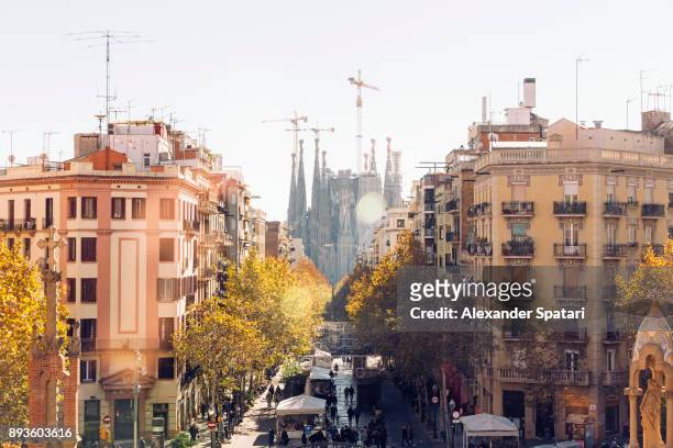 barcelona cityscape with sagrada familia in the center, catalonia, spain - apartment tour stock pictures, royalty-free photos & images