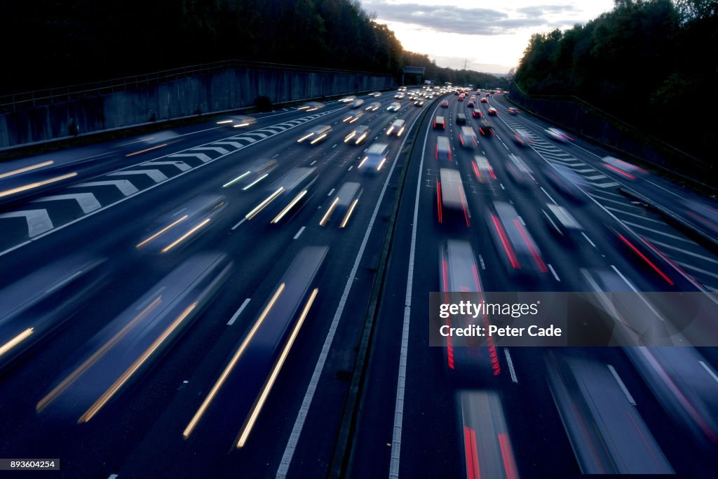 Busy road at dusk