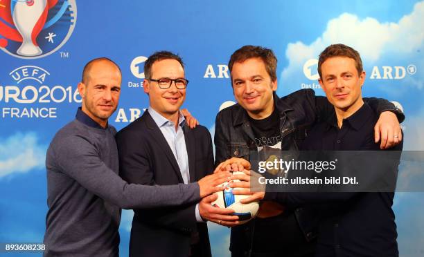 Moderatoren : Mehmet Scholl , Matthias Opdenhoevel und Alexander Bommes, Arnd Zeigler bei der PK von ARD und ZDF zur UEFA EURO 2016? im Radialsystem...